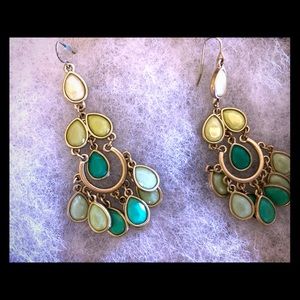 Brushed gold chandelier dangle earrings